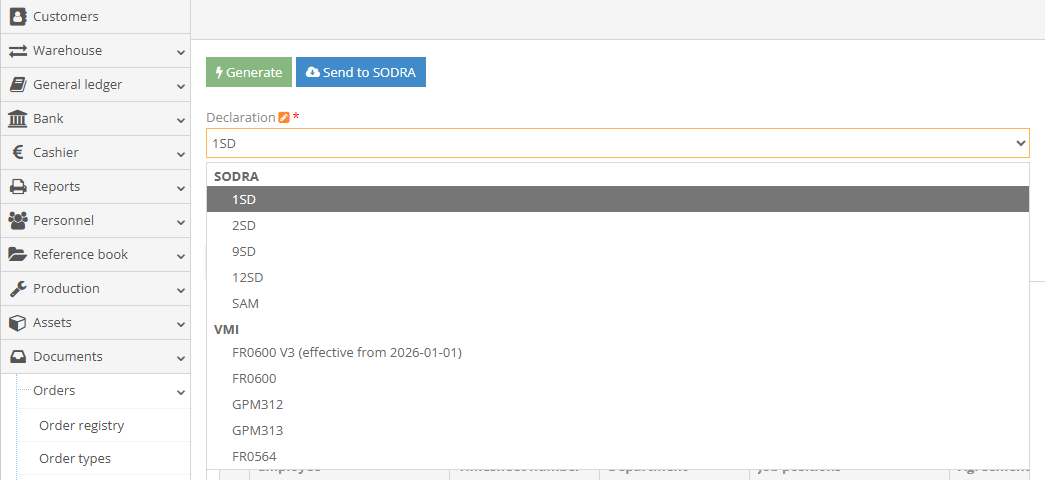 sd deklaracijos generavimas